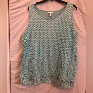 2X que Charter Club Aqua Blue Lace sleeveless Tank
